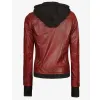 The Céleste Womens Maroon Bomber Leather Jacket