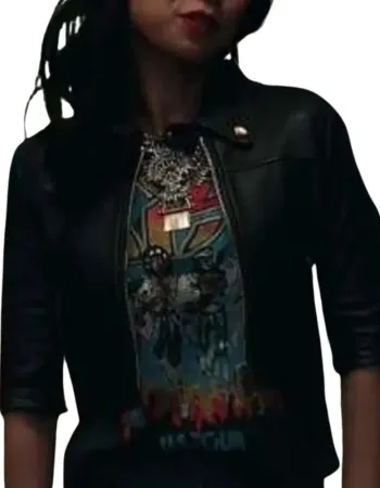 The Equalizer Melody Bayani Black Cropped Leather Jacket The Equalizer Melody Bayani Black Cropped Leather Jacket