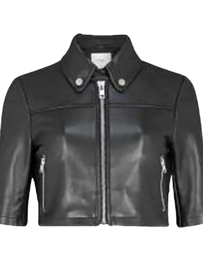 The Equalizer Melody Bayani Black Cropped Leather Jacket