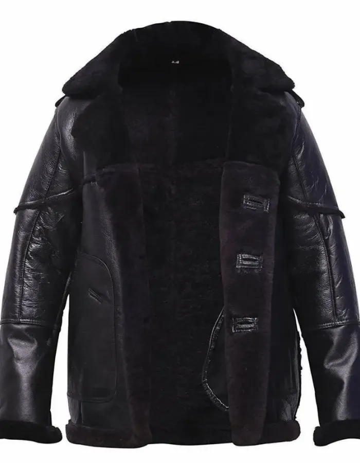 The Punisher S02 Ben Barnes Shearling Black Leather Jacket The Punisher S02 Ben Barnes Shearling Black Leather Jacket