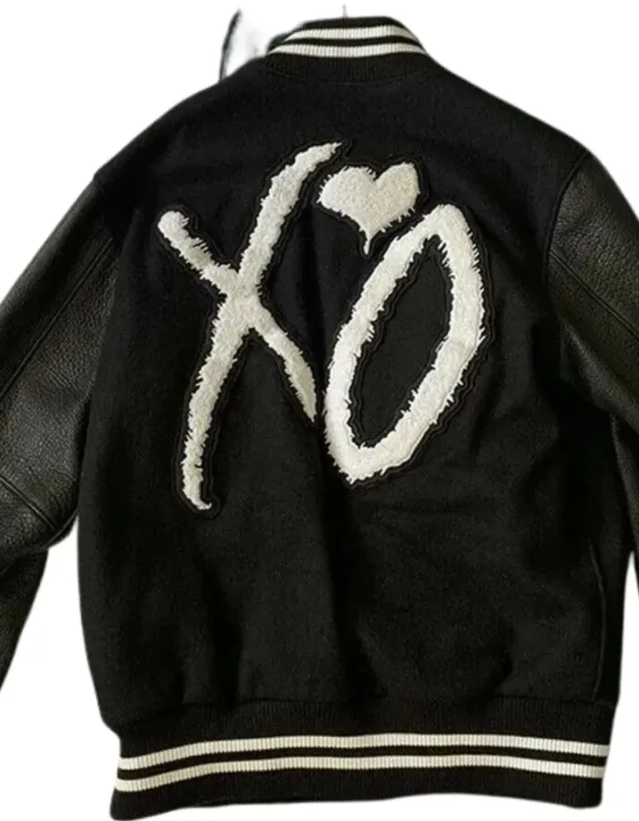 THE WEEKND XO TOUR BLACK VARSITY BOMBER JACKET THE WEEKND XO TOUR BLACK VARSITY BOMBER JACKET