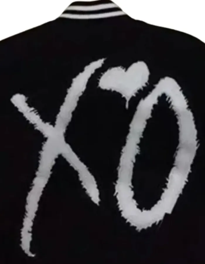 THE WEEKND XO TOUR BLACK VARSITY BOMBER JACKET THE WEEKND XO TOUR BLACK VARSITY BOMBER JACKET