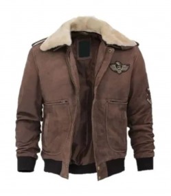 TOP GUN BROWN SUEDE LEATHER BOMBER JACKET