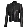 Wanda Womens Fitted Black Biker Leather Jacket Wanda Womens Fitted Black Biker Leather Jacket