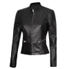 Wanda Womens Fitted Black Biker Leather Jacket Wanda Womens Fitted Black Biker Leather Jacket