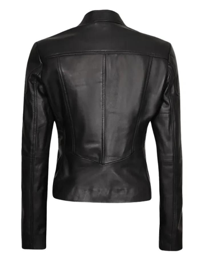 Wanda Womens Fitted Black Biker Leather Jacket Wanda Womens Fitted Black Biker Leather Jacket