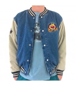WINNIE THE POOH DENIM VARSITY JACKET