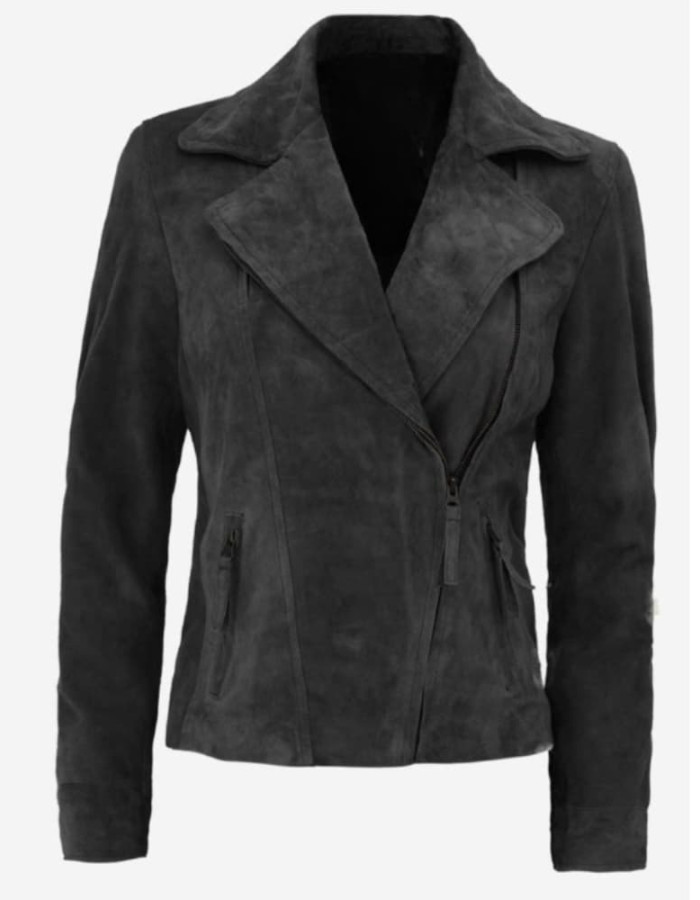 Women's Asymmetrical Grey Suede Leather Moto Jacket Women's Asymmetrical Grey Suede Leather Moto Jacket