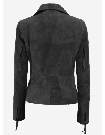 Women's Asymmetrical Grey Suede Leather Moto Jacket Women's Asymmetrical Grey Suede Leather Moto Jacket