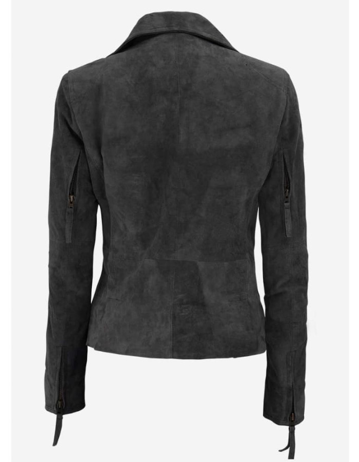 Women's Asymmetrical Grey Suede Leather Moto Jacket Women's Asymmetrical Grey Suede Leather Moto Jacket