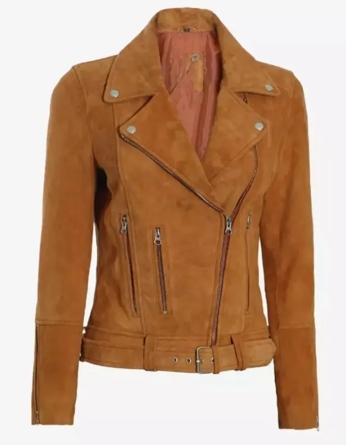 Women's Asymmetrical Brown Suede Leather Biker Jacket Women's Asymmetrical Brown Suede Leather Biker Jacket