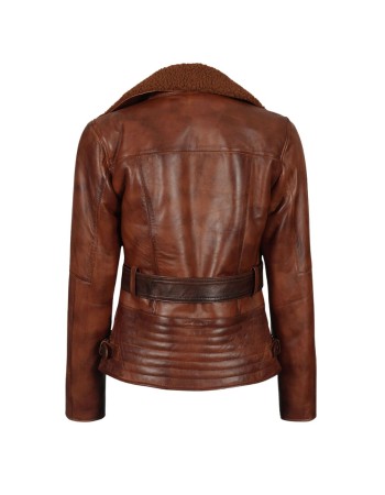 Womens Asymmetrical Brown Sherpa Shearling Leather Jacket Womens Asymmetrical Brown Sherpa Shearling Leather Jacket