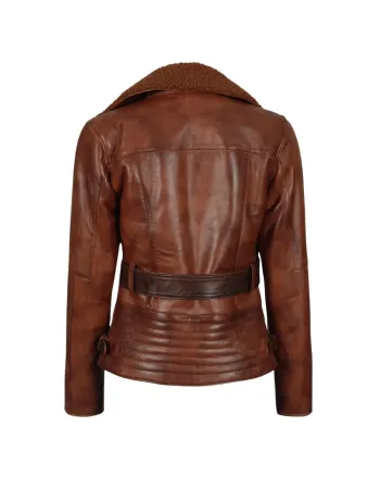 Womens Asymmetrical Brown Sherpa Shearling Leather Jacket Womens Asymmetrical Brown Sherpa Shearling Leather Jacket