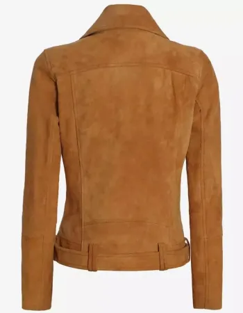 Women's Asymmetrical Brown Suede Leather Biker Jacket