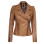 Women's Asymmetrical Leather Camel Brown Biker Jacket