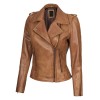 Women's Asymmetrical Leather Camel Brown Biker Jacket Women's Asymmetrical Leather Camel Brown Biker Jacket