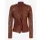 Women's Asymmetrical Cognac Biker Leather Jacket
