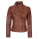 Women Cognac Brown Asymmetrical Leather Biker Jacket