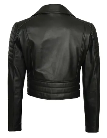 Women's Asymmetrical Cropped Moto Black Leather Jacket Women's Asymmetrical Cropped Moto Black Leather Jacket