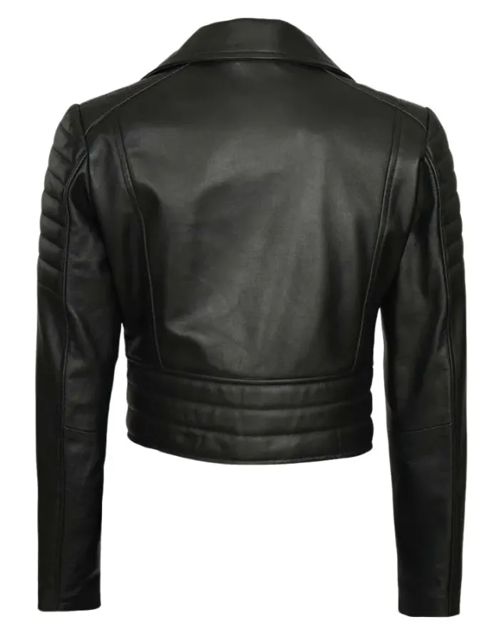 Women's Asymmetrical Cropped Moto Black Leather Jacket Women's Asymmetrical Cropped Moto Black Leather Jacket