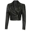 Women's Asymmetrical Cropped Moto Black Leather Jacket Women's Asymmetrical Cropped Moto Black Leather Jacket