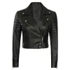 Women's Asymmetrical Cropped Moto Black Leather Jacket Women's Asymmetrical Cropped Moto Black Leather Jacket