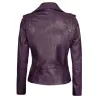 Women's Asymmetrical Purple Motorcycle Leather Jacket