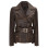 Womens Asymmetrical Rub Off Dark Brown Belted Leather Jacket