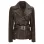 Womens Asymmetrical Rub Off Dark Brown Belted Leather Jacket