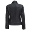 Women's Black Four-Pocket Leather Trucker Jacket Women's Black Four-Pocket Leather Trucker Jacket