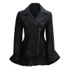 Womens Black Peplum Leather Jacket
