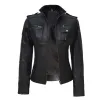 Women's Black Moto Style Slim Fit Leather Jacket
