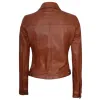Womens Cognac Brown Trucker Leather Jacket Womens Cognac Brown Trucker Leather Jacket
