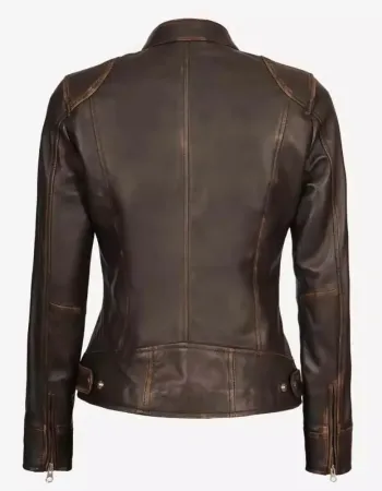 Womens Cafe Racer Slim-Fit Dark Brown Leather Jacket Womens Cafe Racer Slim-Fit Dark Brown Leather Jacket