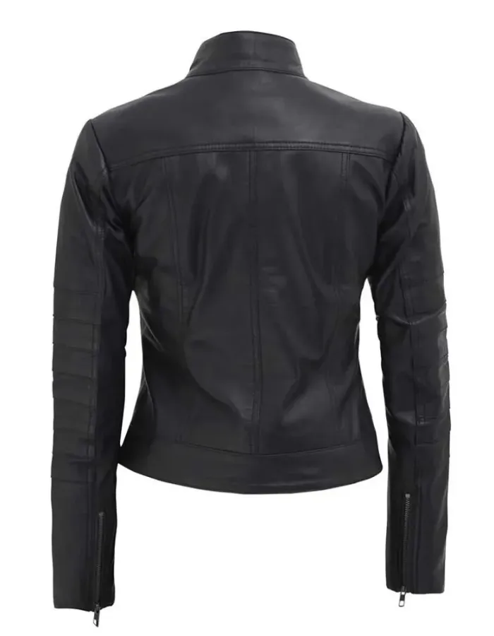 Bergamo Womens Black Cafe Racer Leather Jacket