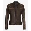 Womens Cafe Racer Slim-Fit Dark Brown Leather Jacket