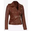 Amber Women's Cognac Brown Asymmetrical Leather Jacket Amber Women's Cognac Brown Asymmetrical Leather Jacket