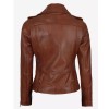 Amber Women's Cognac Brown Asymmetrical Leather Jacket