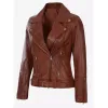 Womens Asymmetrical Cognac Brown Leather Motorcycle Jacket Womens Asymmetrical Cognac Brown Leather Motorcycle Jacket