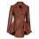 Womens Cognac Brown Peplum Leather Jacket