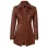 Women's Tall Shirt Collar Cognac Waxed Leather Coat
