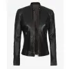 Women's Black Crocodile Textured Leather Jacket