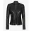 Women's Black Crocodile Textured Leather Jacket