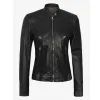 Women's Black Crocodile Textured Leather Jacket