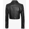 Womens Cropped Black Trucker Leather Jacket