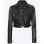 Womens Cropped Black Trucker Leather Jacket