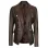 Women's Kim Double Breasted Rub-Off Brown Leather Blazer