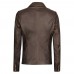 Women's Kim Double Breasted Rub-Off Brown Leather Blazer