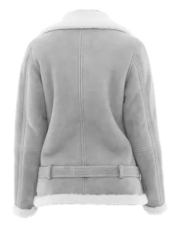 Women’s Grey Suede Leather Shearling Jacket Women’s Grey Suede Leather Shearling Jacket