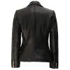 Women's Kim Double Breasted Black Leather Blazer